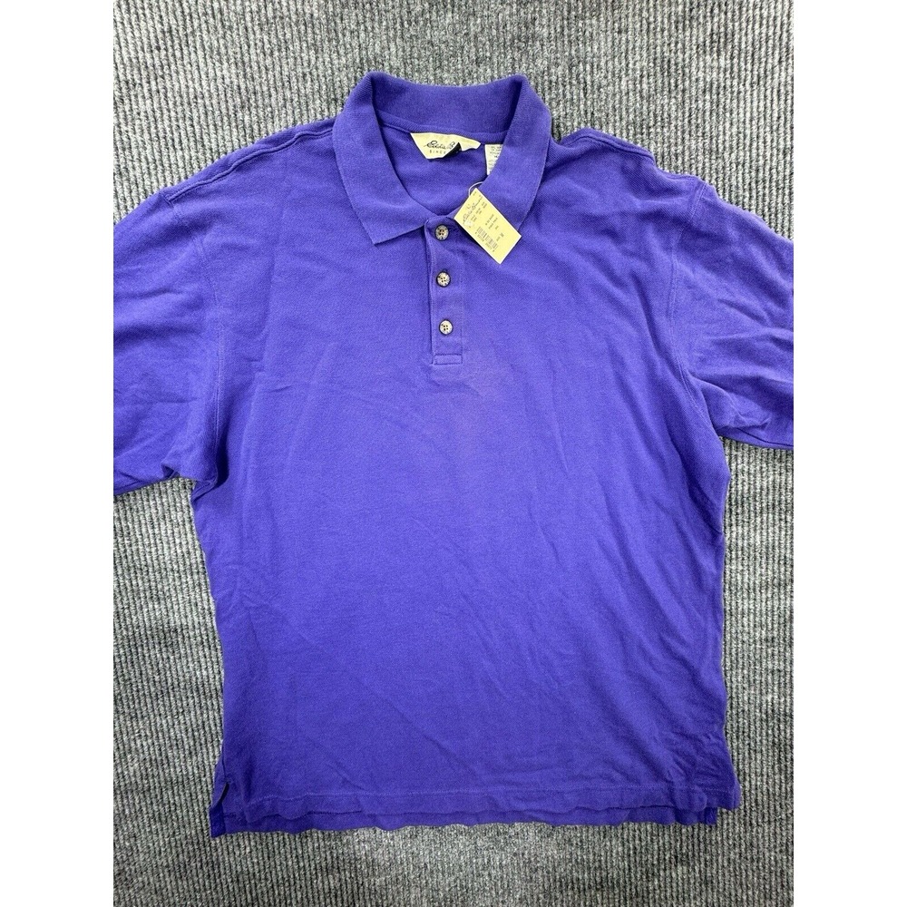 Eddie Bauer Polo Men Medium‎ Purple Classic Fit Pocket Short Sleeve Shirt New